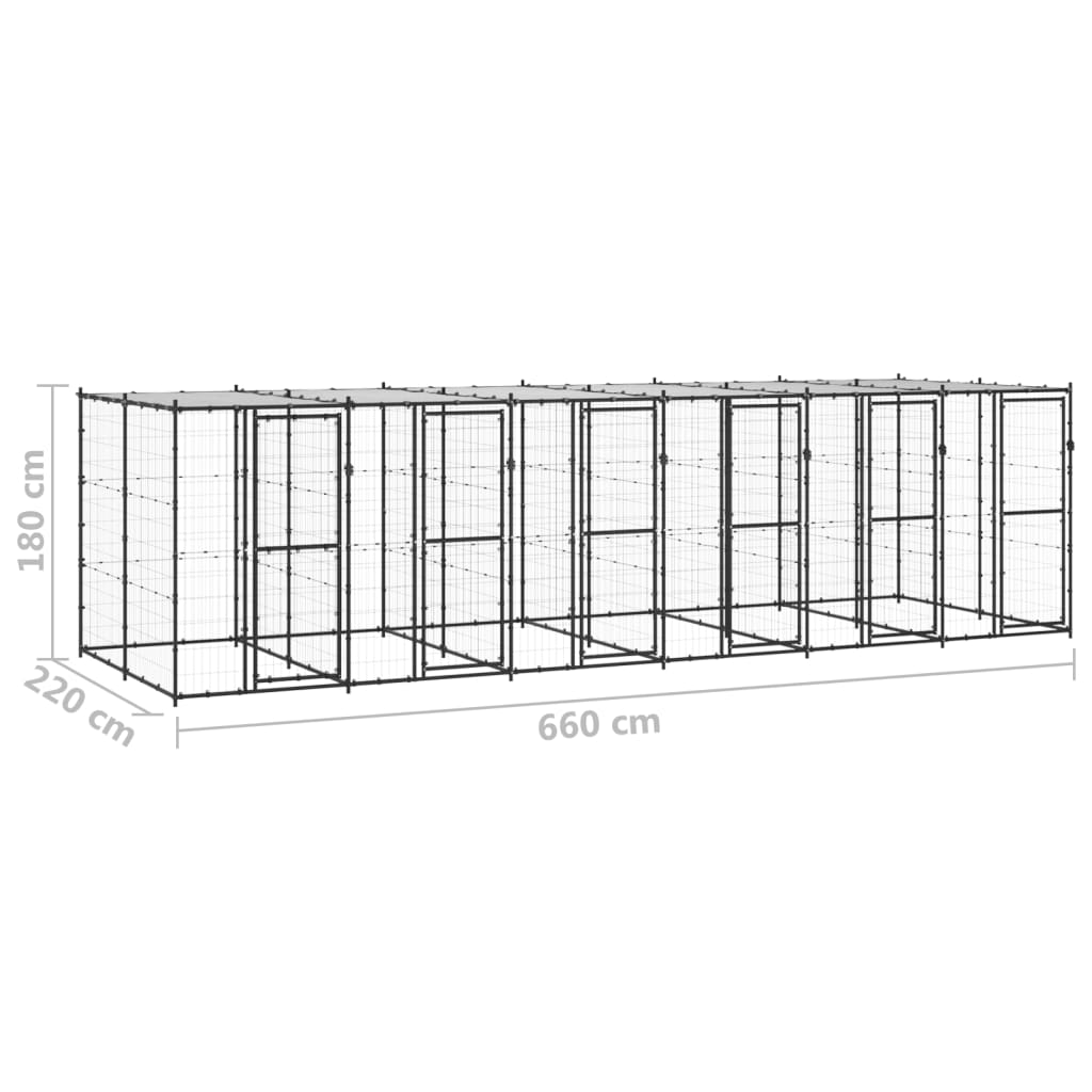 vidaXL Outdoor-Hundezwinger Stahl mit Überdachung 14,52 m²