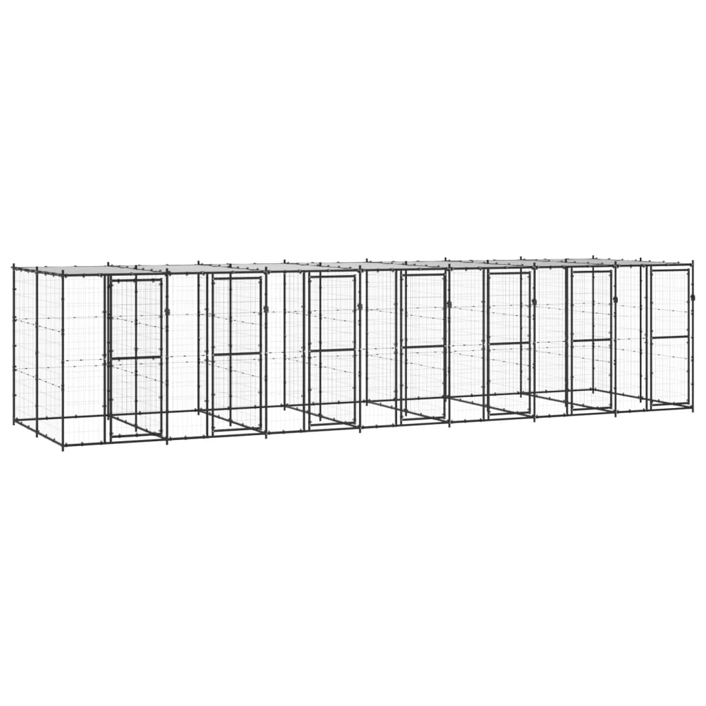 vidaXL Outdoor-Hundezwinger Stahl mit Überdachung 16,94 m²