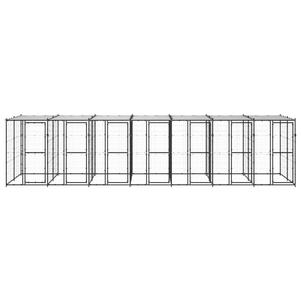 vidaXL Outdoor-Hundezwinger Stahl mit Überdachung 16,94 m²