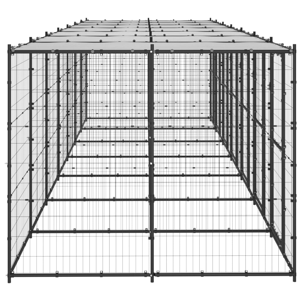 vidaXL Outdoor-Hundezwinger Stahl mit Überdachung 16,94 m²