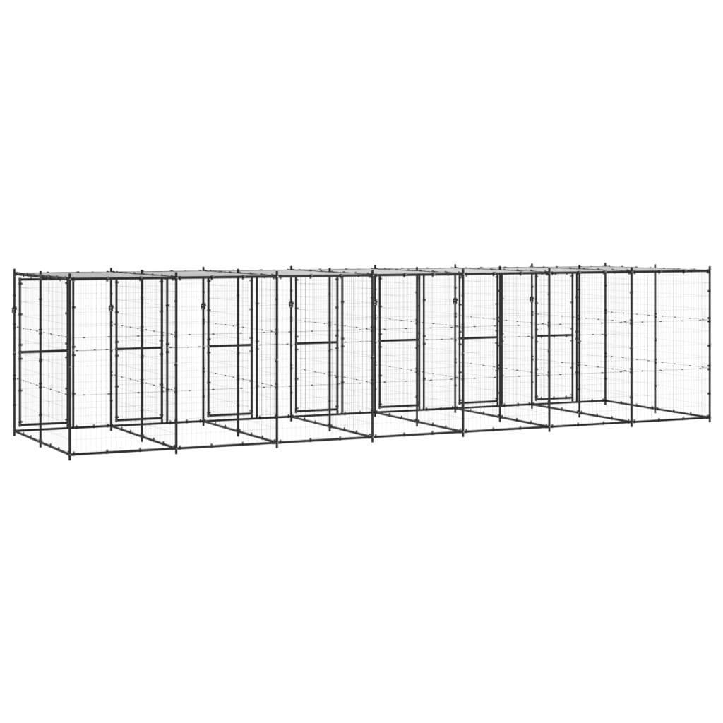 vidaXL Outdoor-Hundezwinger Stahl mit Überdachung 16,94 m²