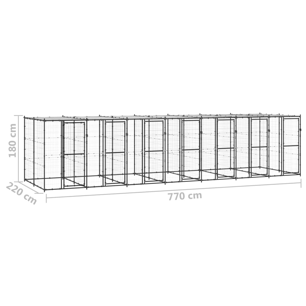 vidaXL Outdoor-Hundezwinger Stahl mit Überdachung 16,94 m²