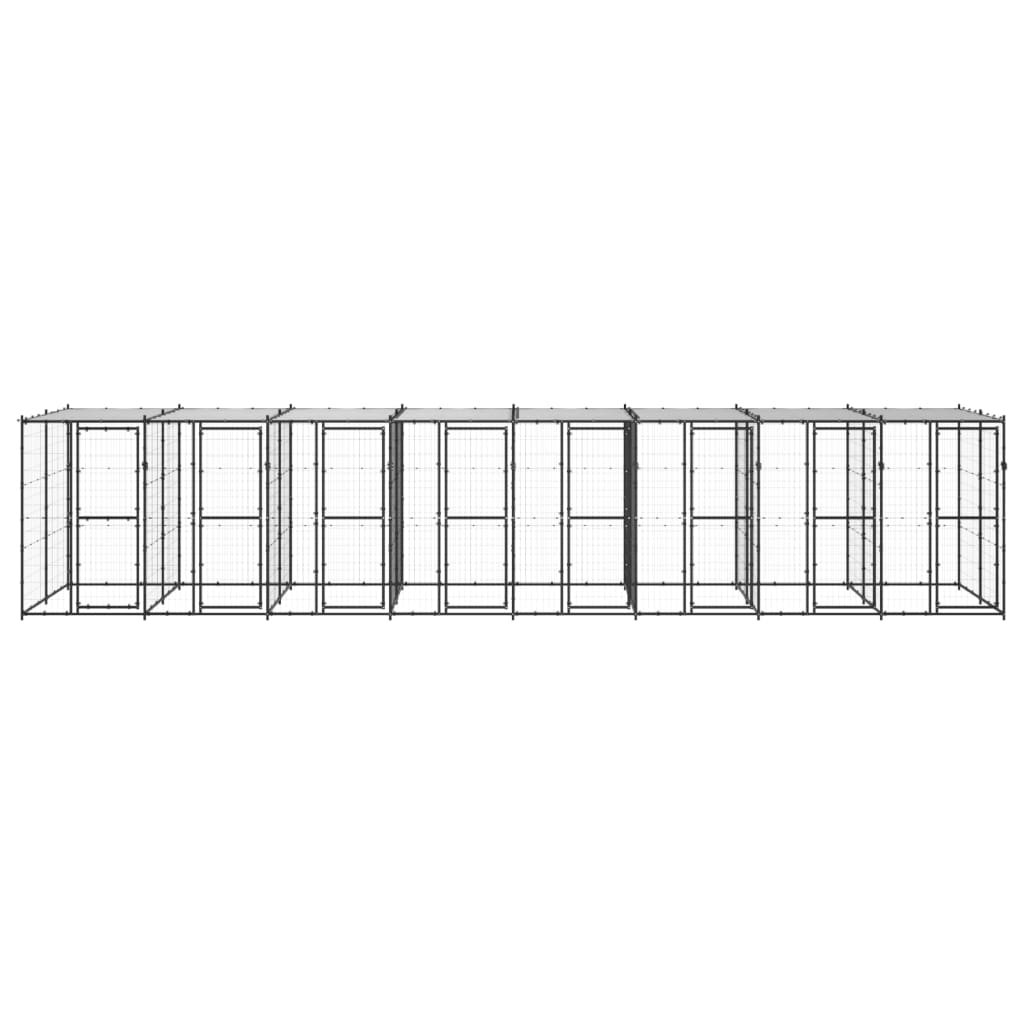 vidaXL Outdoor-Hundezwinger Stahl mit Überdachung 19,36 m²