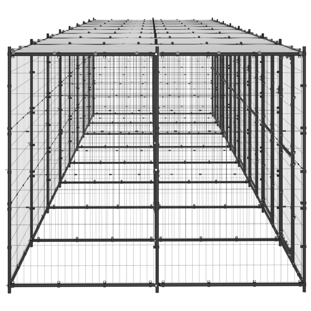 vidaXL Outdoor-Hundezwinger Stahl mit Überdachung 19,36 m²
