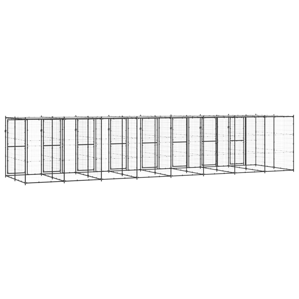vidaXL Outdoor-Hundezwinger Stahl mit Überdachung 19,36 m²