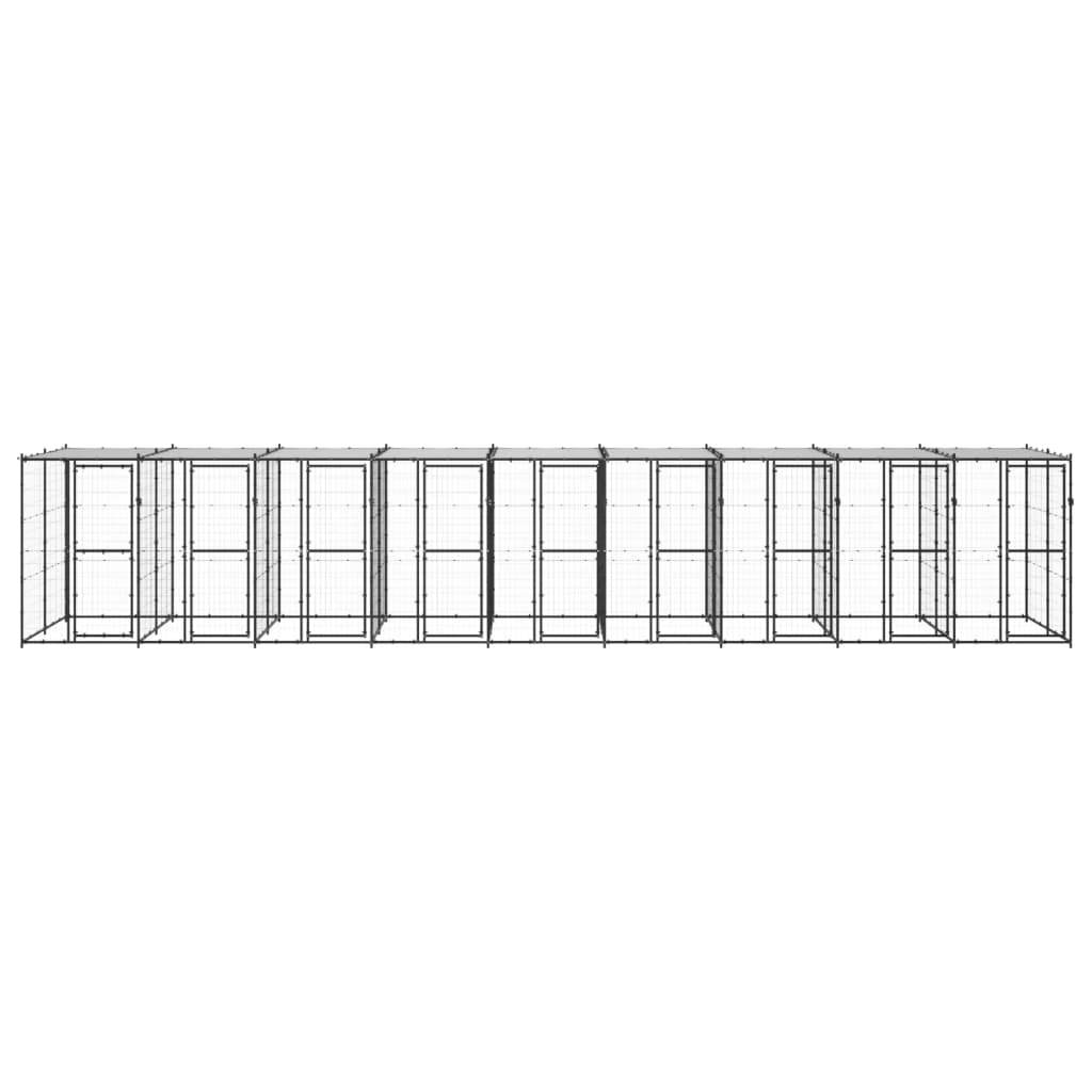 vidaXL Outdoor-Hundezwinger Stahl mit Überdachung 21,78 m²