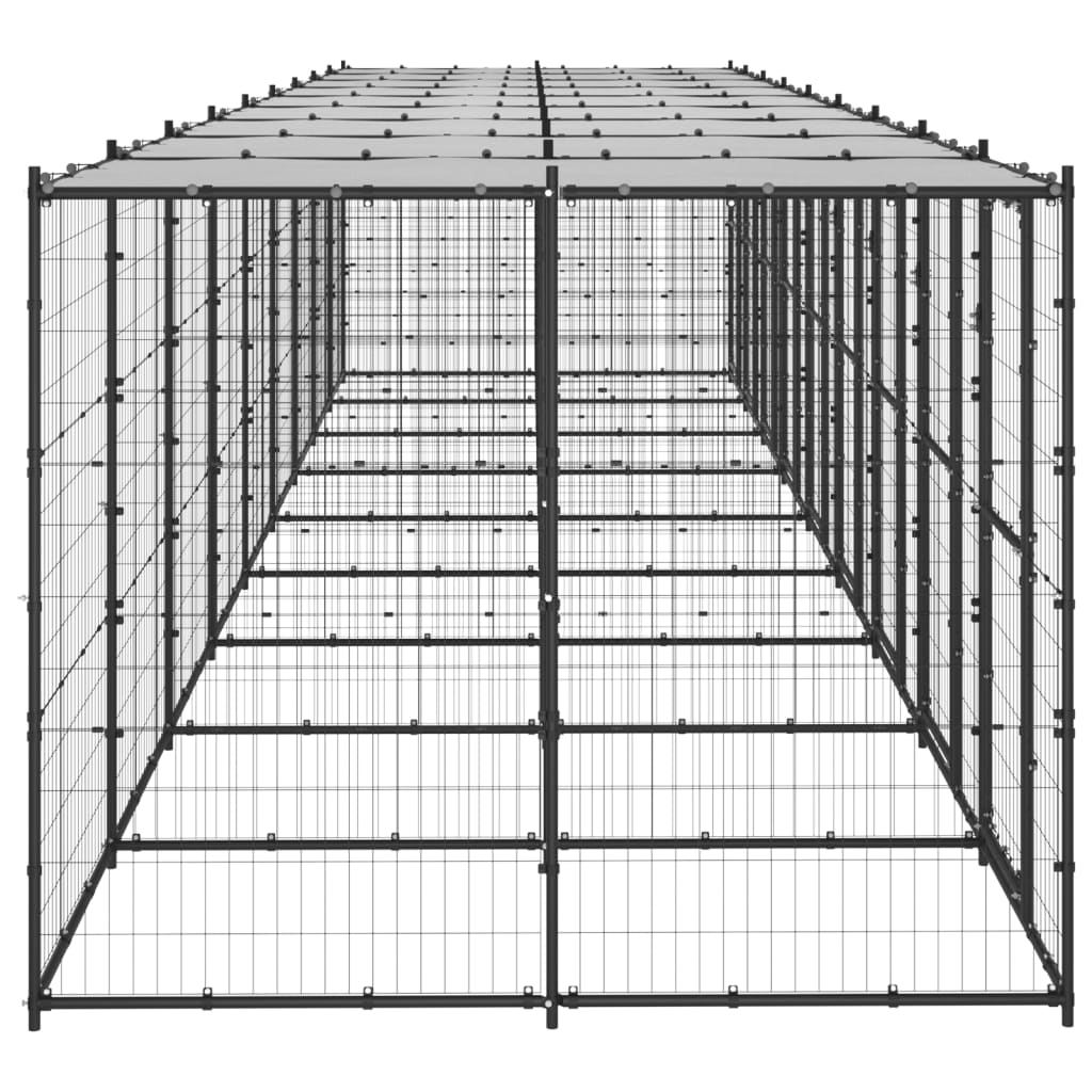 vidaXL Outdoor-Hundezwinger Stahl mit Überdachung 21,78 m²