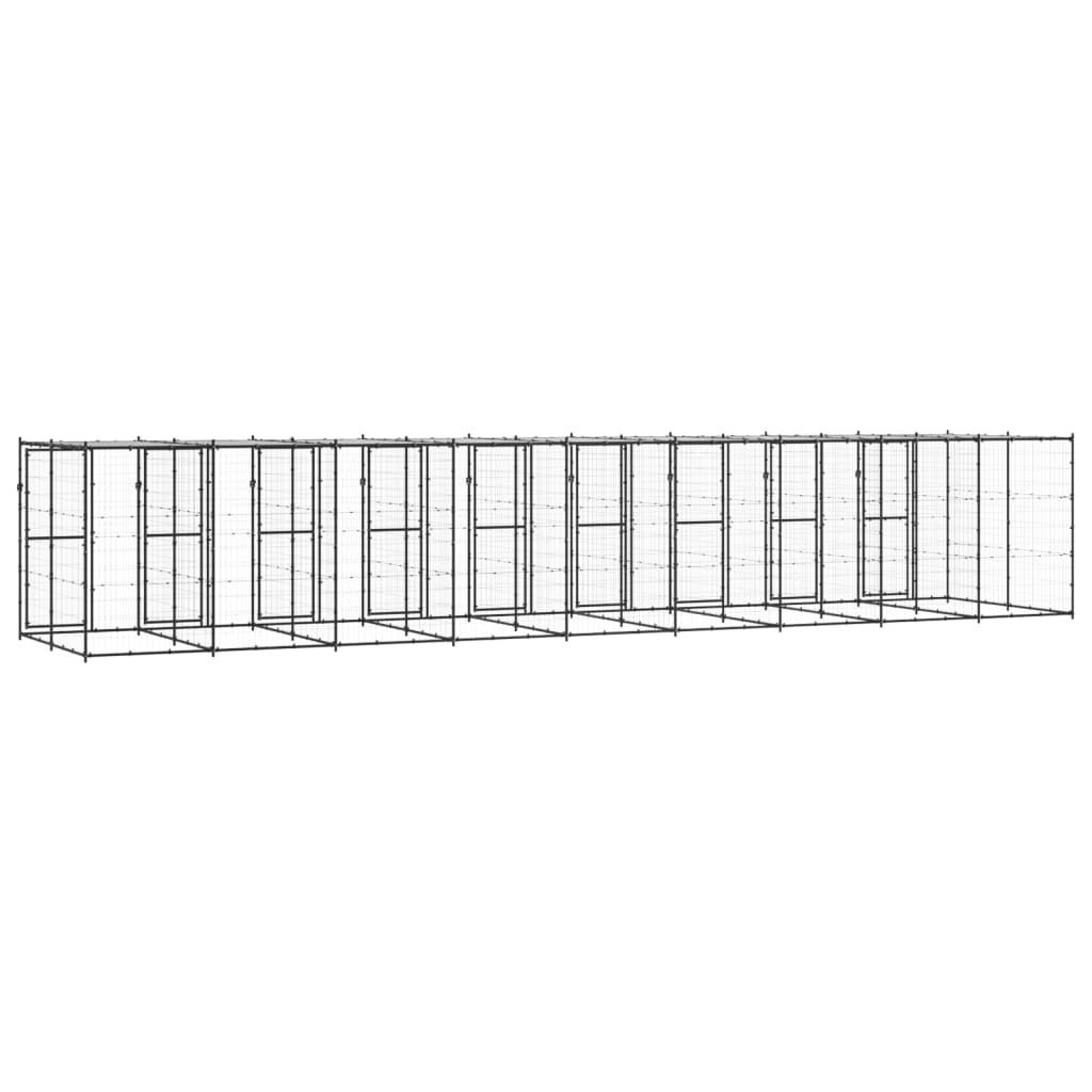 vidaXL Outdoor-Hundezwinger Stahl mit Überdachung 21,78 m²