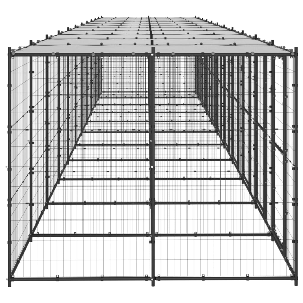 vidaXL Outdoor-Hundezwinger Stahl mit Überdachung 26,62 m²