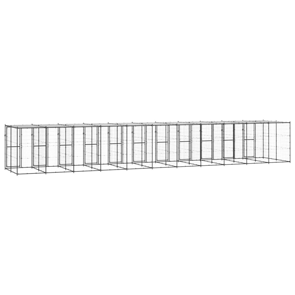 vidaXL Outdoor-Hundezwinger Stahl mit Überdachung 26,62 m²