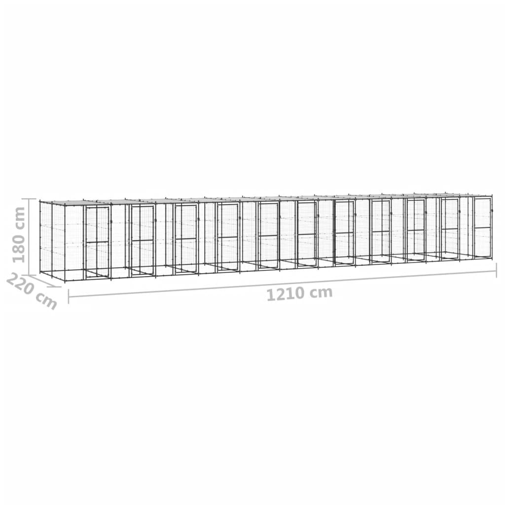 vidaXL Outdoor-Hundezwinger Stahl mit Überdachung 26,62 m²