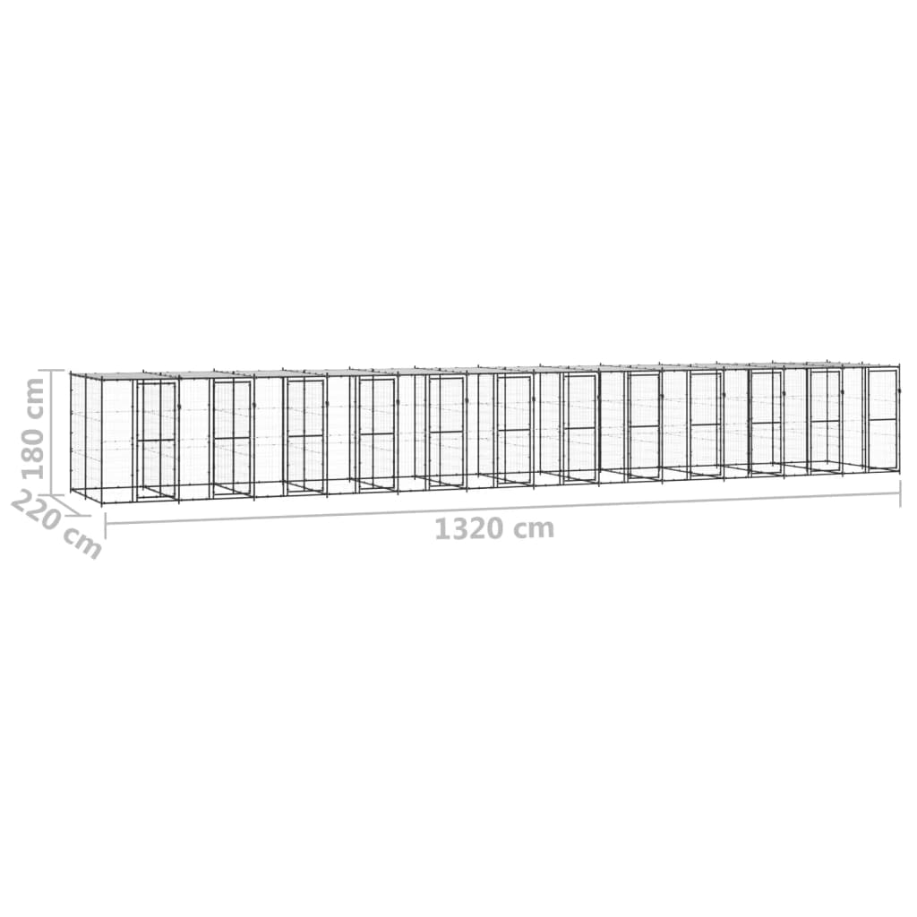 vidaXL Outdoor-Hundezwinger Stahl mit Überdachung 29,04 m²