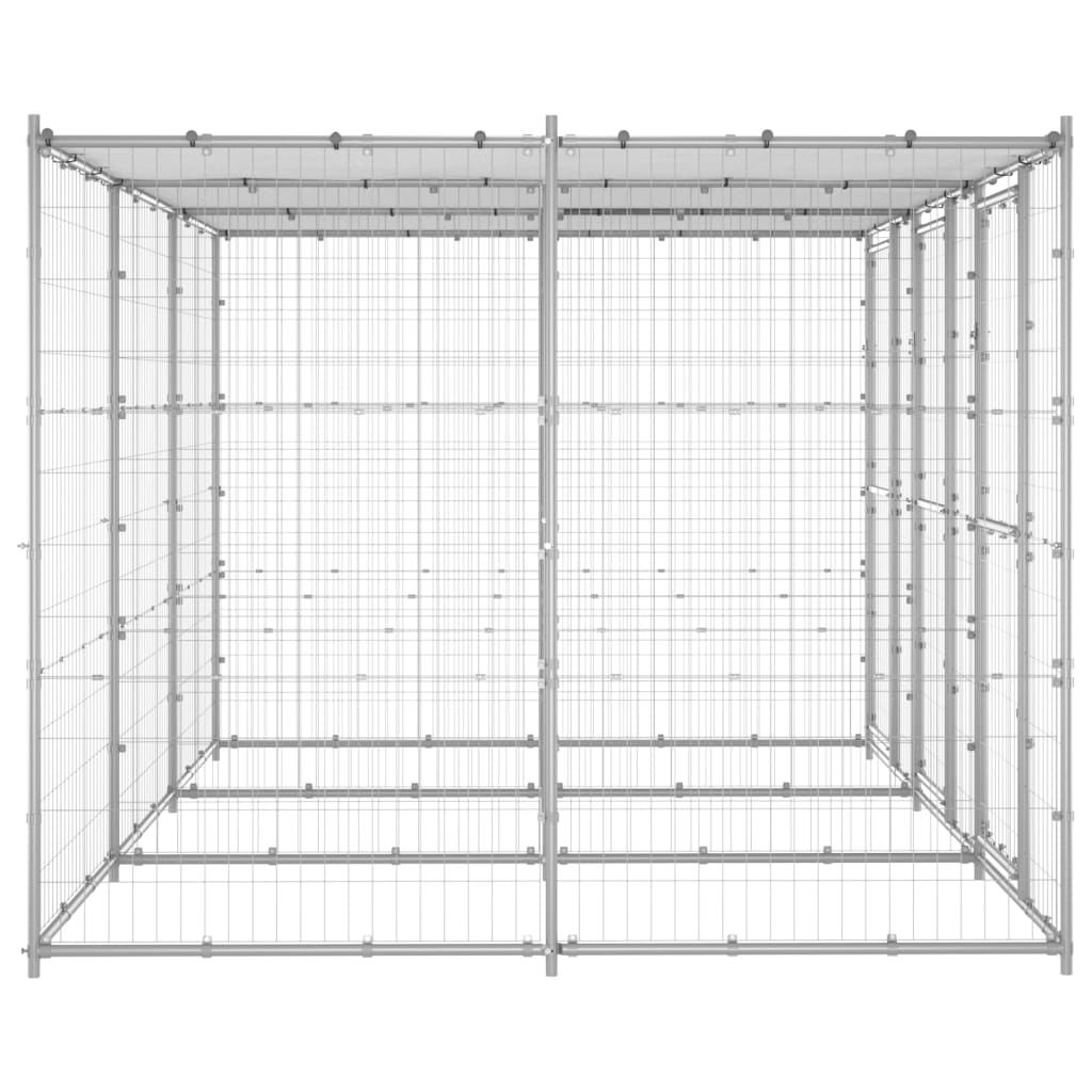 vidaXL Outdoor-Hundezwinger mit Überdachung Verzinkter Stahl 7,26 m²