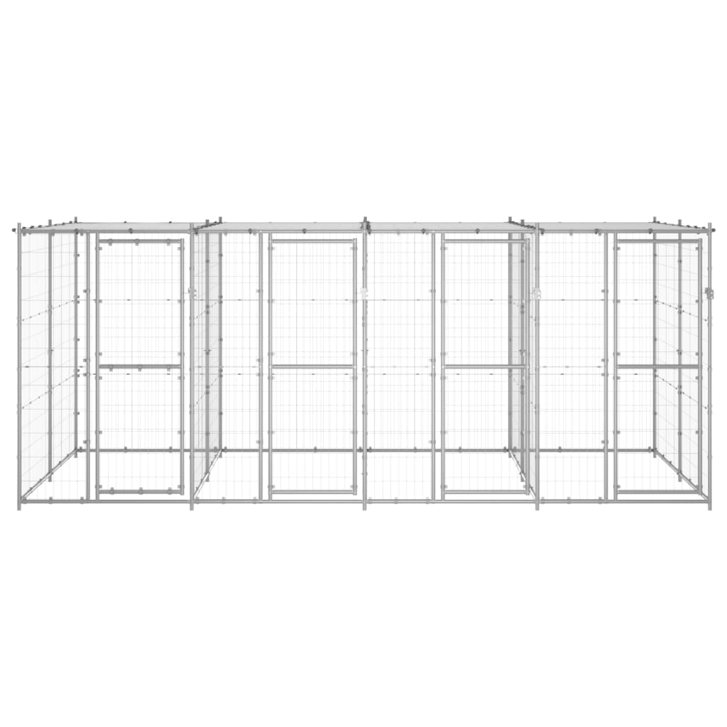 vidaXL Outdoor-Hundezwinger mit Überdachung Verzinkter Stahl 9,68 m²