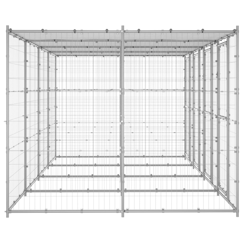 vidaXL Outdoor-Hundezwinger mit Überdachung Verzinkter Stahl 9,68 m²