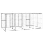 vidaXL Outdoor-Hundezwinger mit Überdachung Verzinkter Stahl 9,68 m²