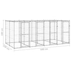 vidaXL Outdoor-Hundezwinger mit Überdachung Verzinkter Stahl 9,68 m²