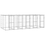 vidaXL Outdoor-Hundezwinger mit Überdachung Verzinkter Stahl 12,1 m²