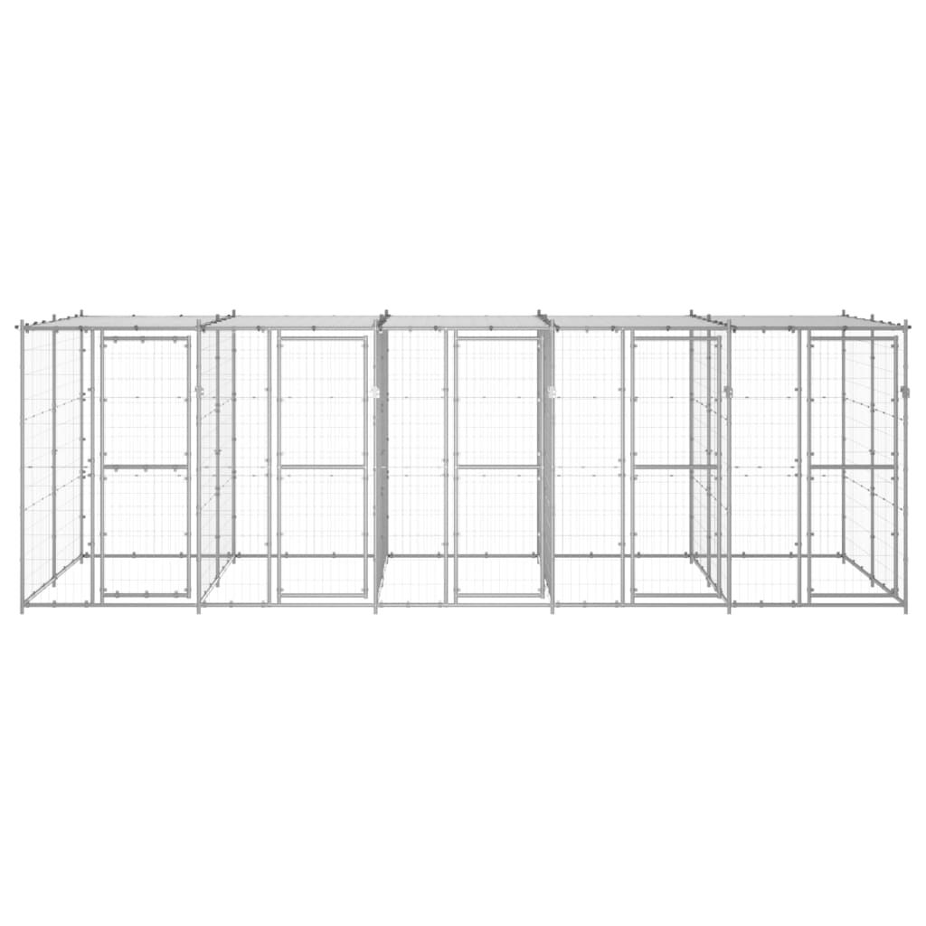vidaXL Outdoor-Hundezwinger mit Überdachung Verzinkter Stahl 12,1 m²