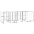 vidaXL Outdoor-Hundezwinger mit Überdachung Verzinkter Stahl 12,1 m²