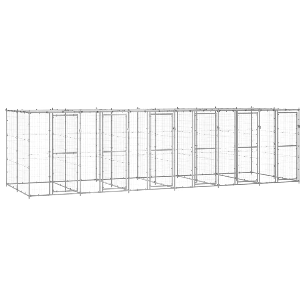 vidaXL Outdoor-Hundezwinger mit Überdachung Verzinkter Stahl 14,52 m²