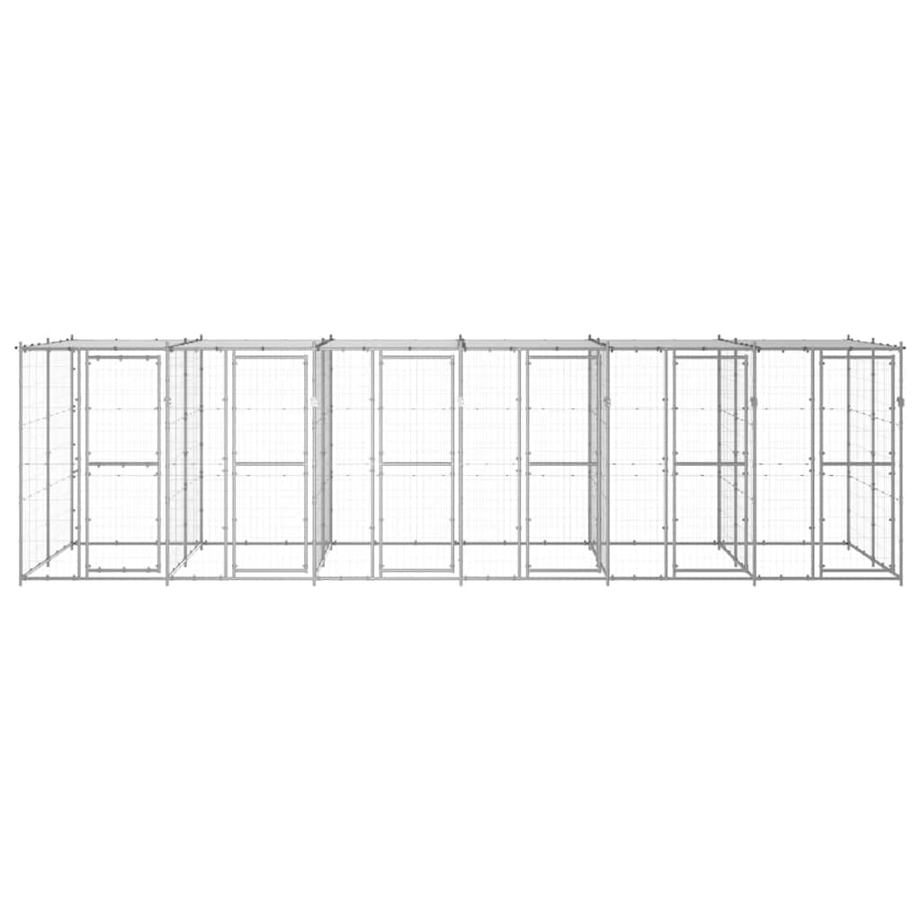 vidaXL Outdoor-Hundezwinger mit Überdachung Verzinkter Stahl 14,52 m²