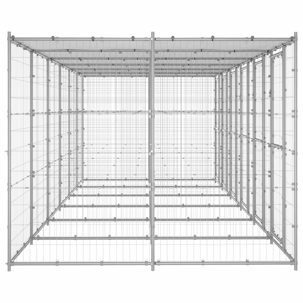 vidaXL Outdoor-Hundezwinger mit Überdachung Verzinkter Stahl 14,52 m²