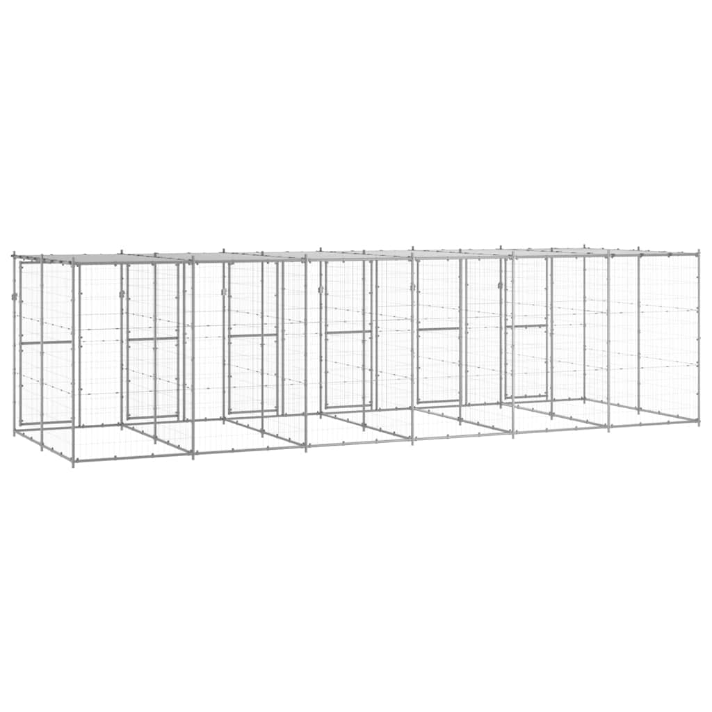 vidaXL Outdoor-Hundezwinger mit Überdachung Verzinkter Stahl 14,52 m²