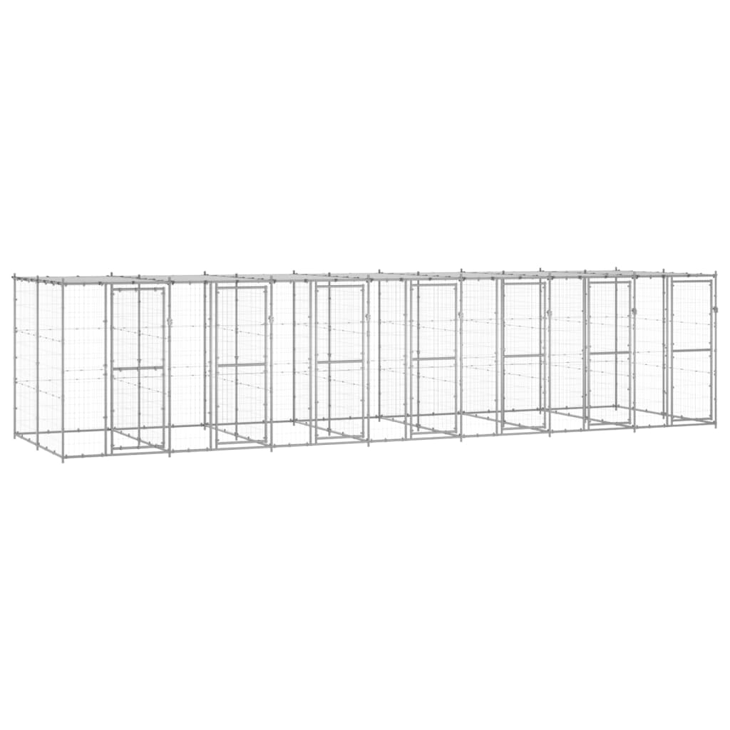 vidaXL Outdoor-Hundezwinger mit Überdachung Verzinkter Stahl 16,94 m²
