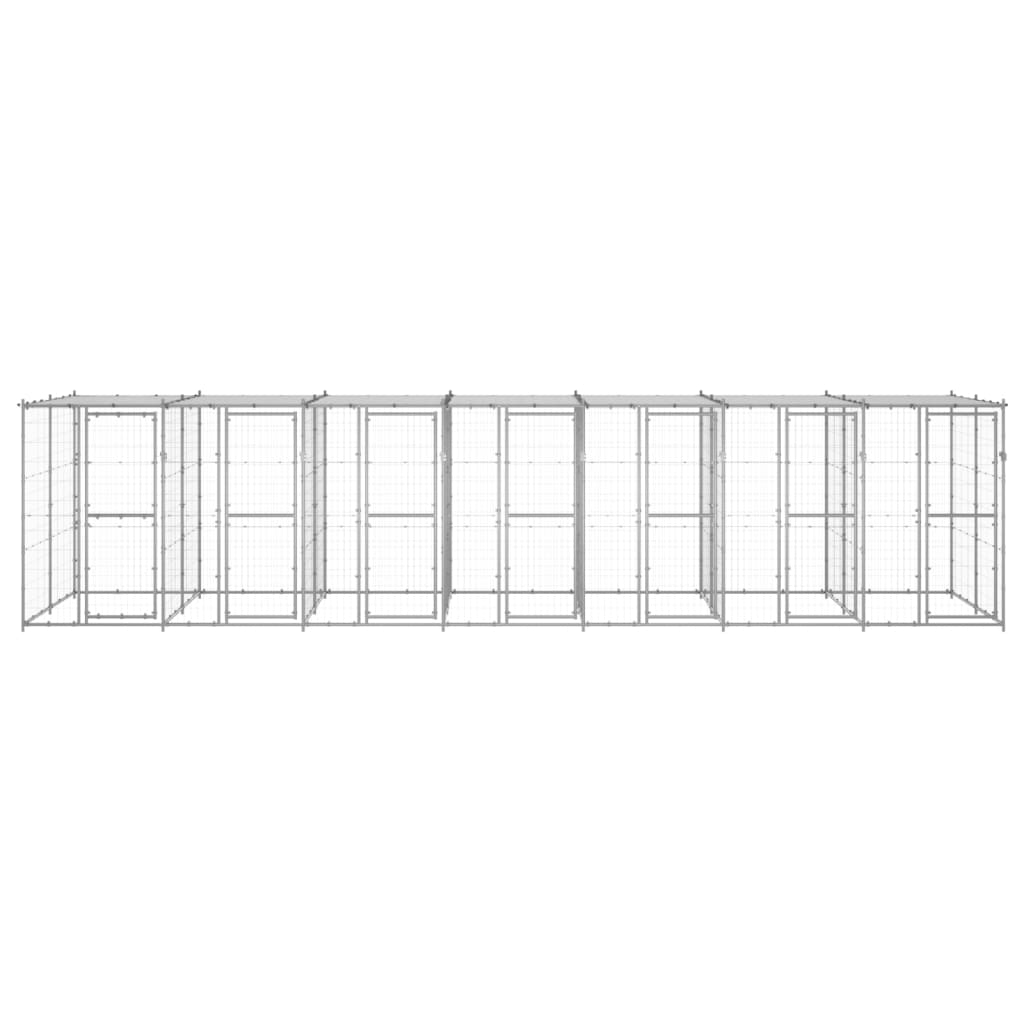 vidaXL Outdoor-Hundezwinger mit Überdachung Verzinkter Stahl 16,94 m²
