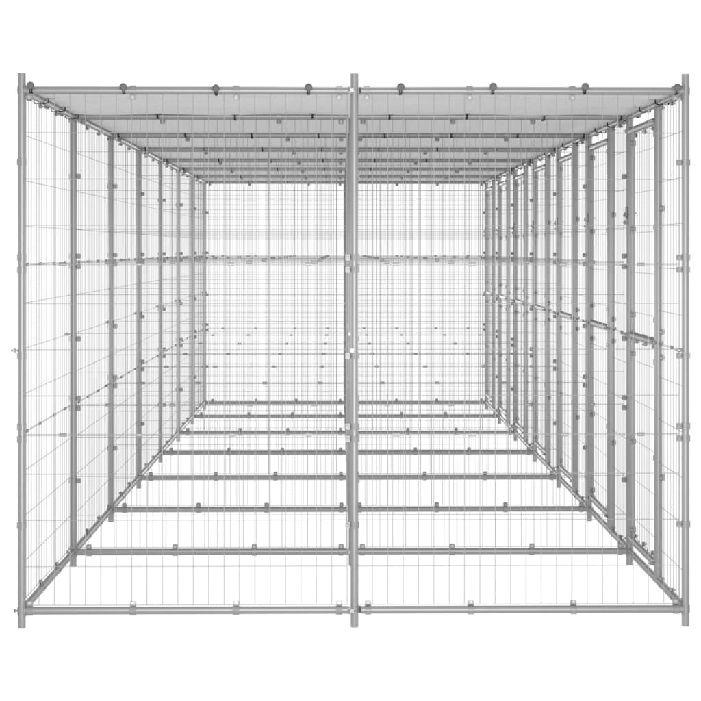 vidaXL Outdoor-Hundezwinger mit Überdachung Verzinkter Stahl 16,94 m²
