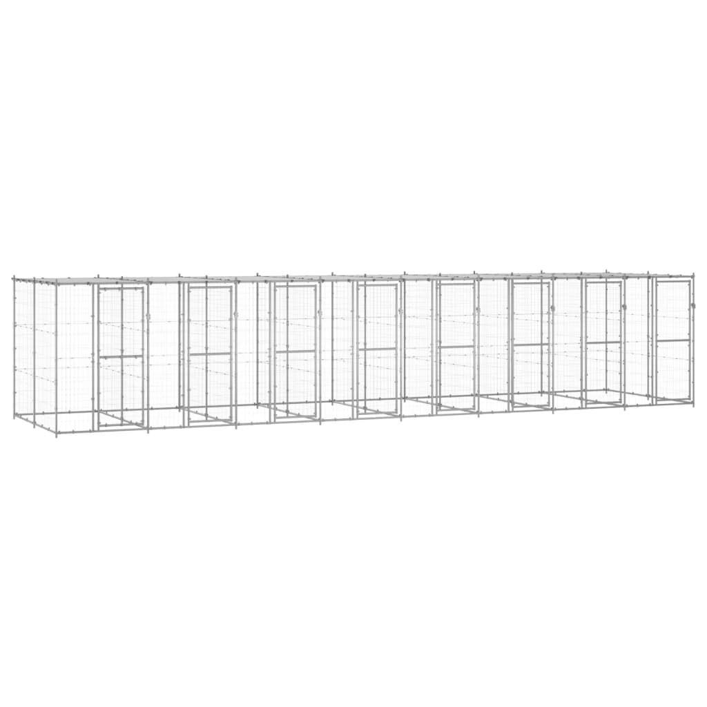 vidaXL Outdoor-Hundezwinger mit Überdachung Verzinkter Stahl 19,36 m²
