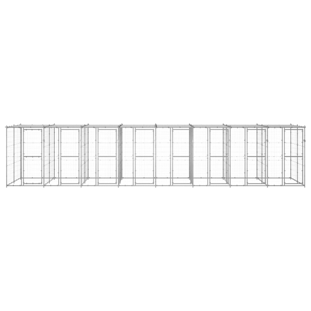 vidaXL Outdoor-Hundezwinger mit Überdachung Verzinkter Stahl 19,36 m²