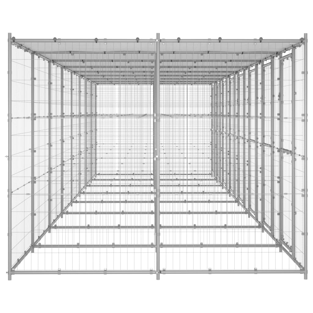 vidaXL Outdoor-Hundezwinger mit Überdachung Verzinkter Stahl 19,36 m²