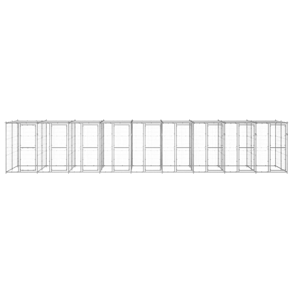 vidaXL Outdoor-Hundezwinger mit Überdachung Verzinkter Stahl 21,78 m²