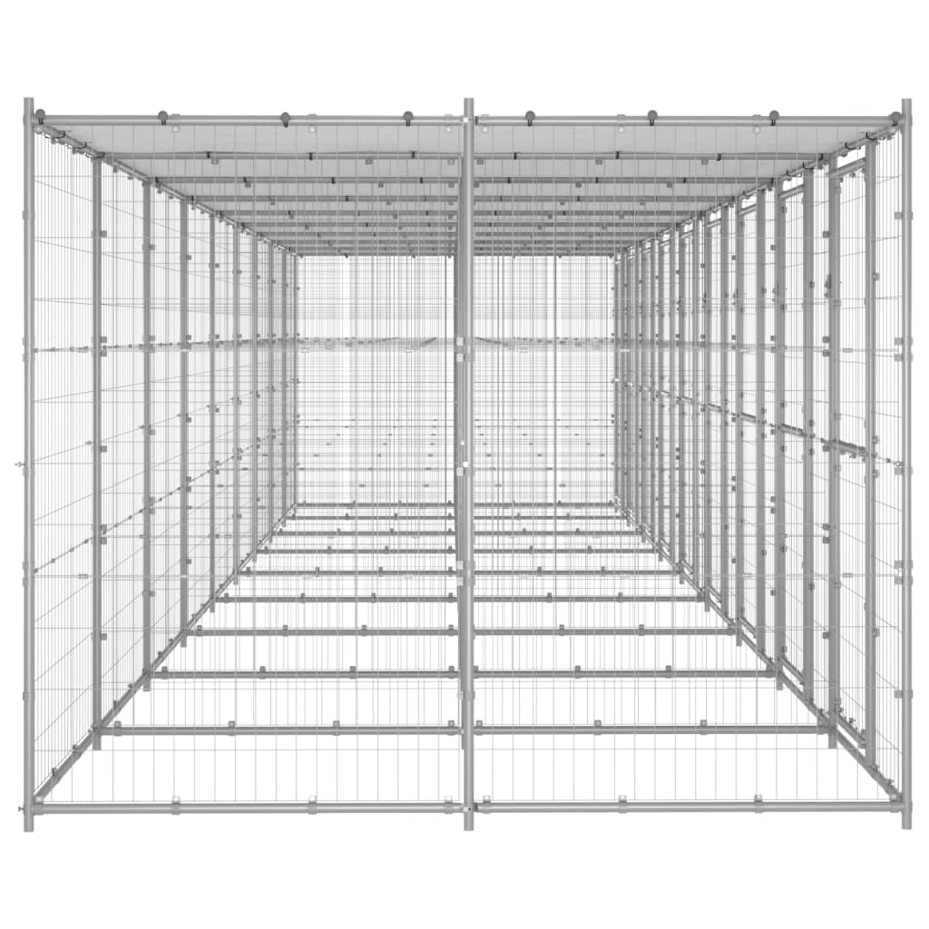 vidaXL Outdoor-Hundezwinger mit Überdachung Verzinkter Stahl 21,78 m²