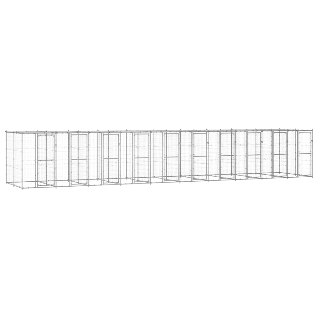 vidaXL Outdoor-Hundezwinger mit Überdachung Verzinkter Stahl 24,2 m²