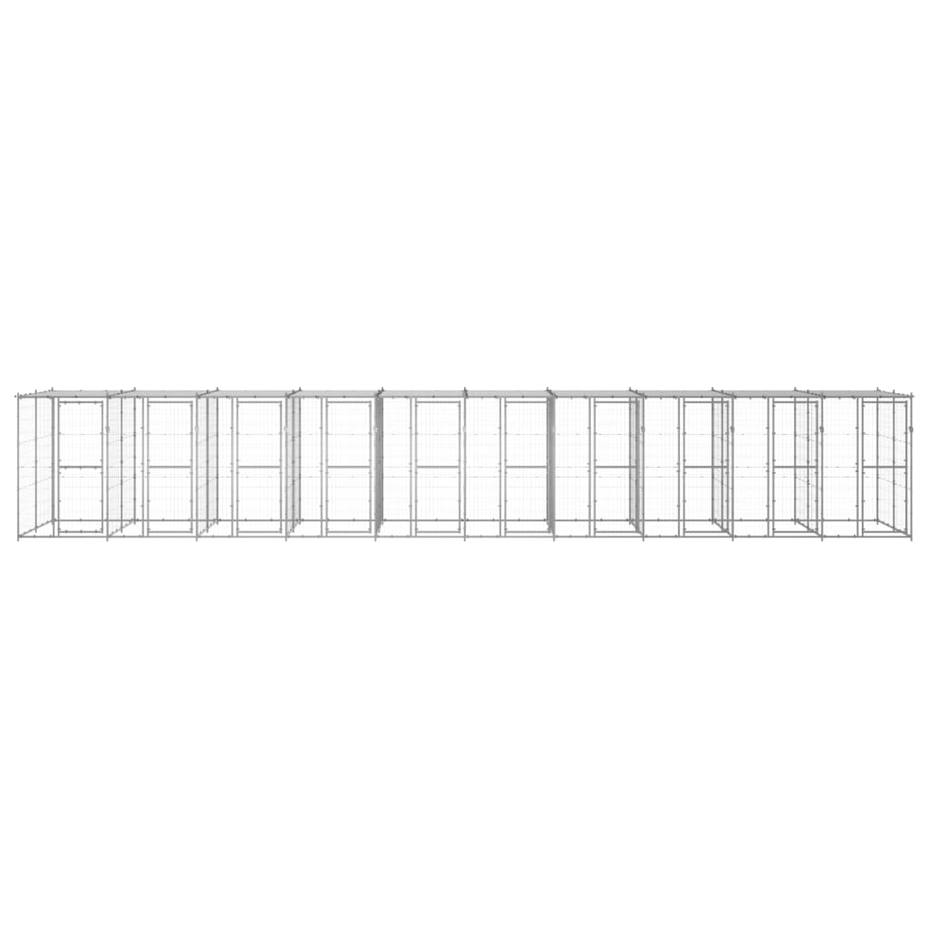 vidaXL Outdoor-Hundezwinger mit Überdachung Verzinkter Stahl 24,2 m²