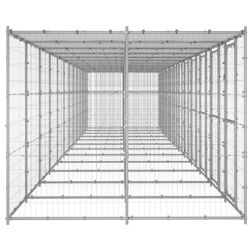 vidaXL Outdoor-Hundezwinger mit Überdachung Verzinkter Stahl 29,04 m²