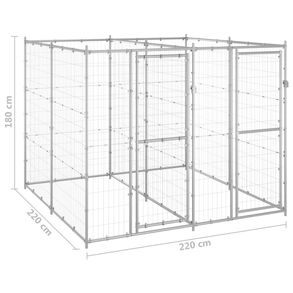 vidaXL Outdoor-Hundezwinger Verzinkter Stahl 4,84 m²