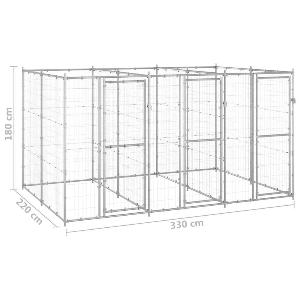 vidaXL Outdoor-Hundezwinger Verzinkter Stahl 7,26 m²