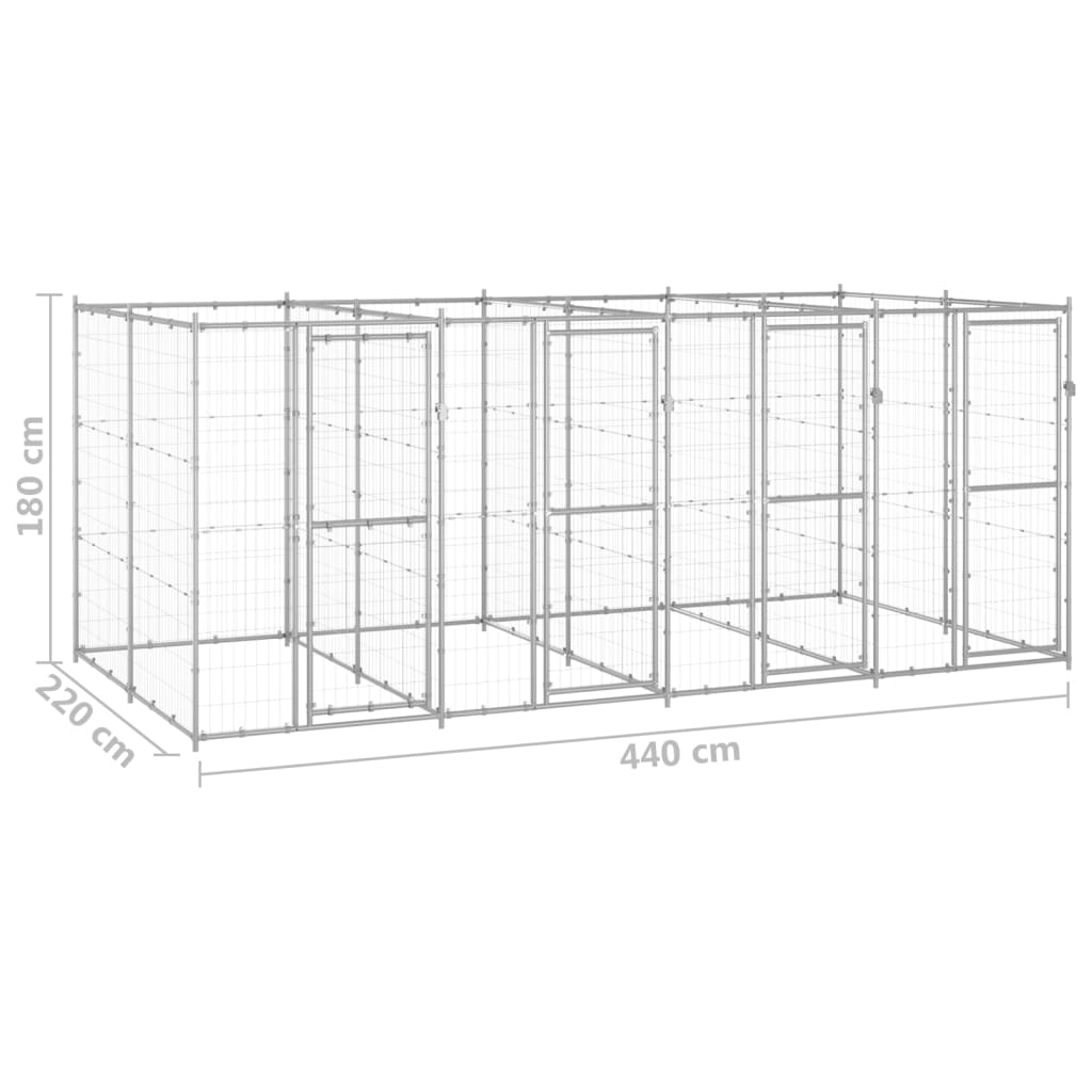 vidaXL Outdoor-Hundezwinger Verzinkter Stahl 9,68 m²