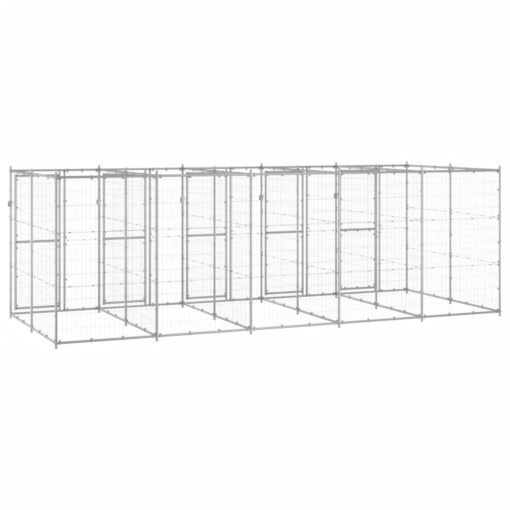 vidaXL Outdoor-Hundezwinger Verzinkter Stahl 12,1 m²