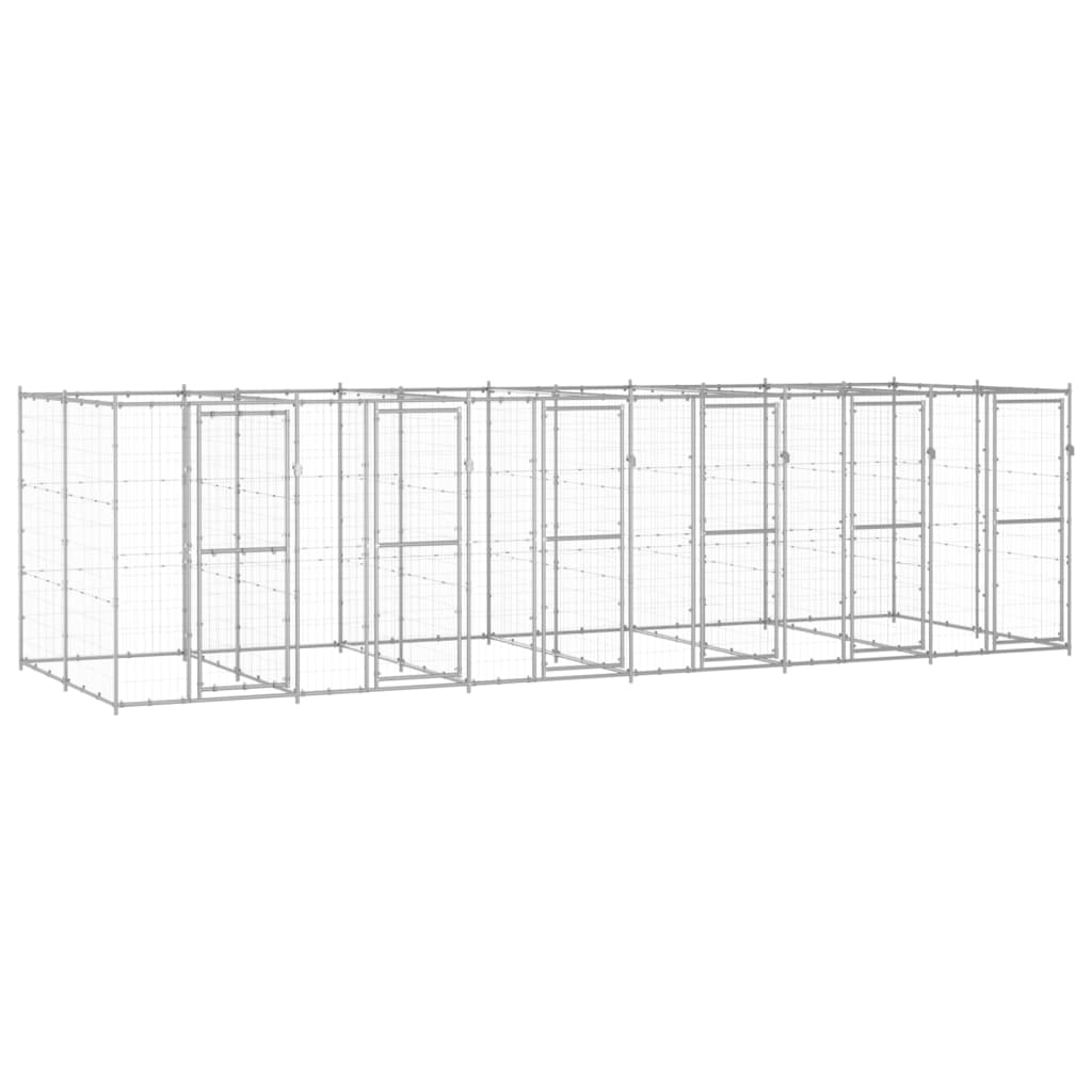 vidaXL Outdoor-Hundezwinger Verzinkter Stahl 14,52 m²