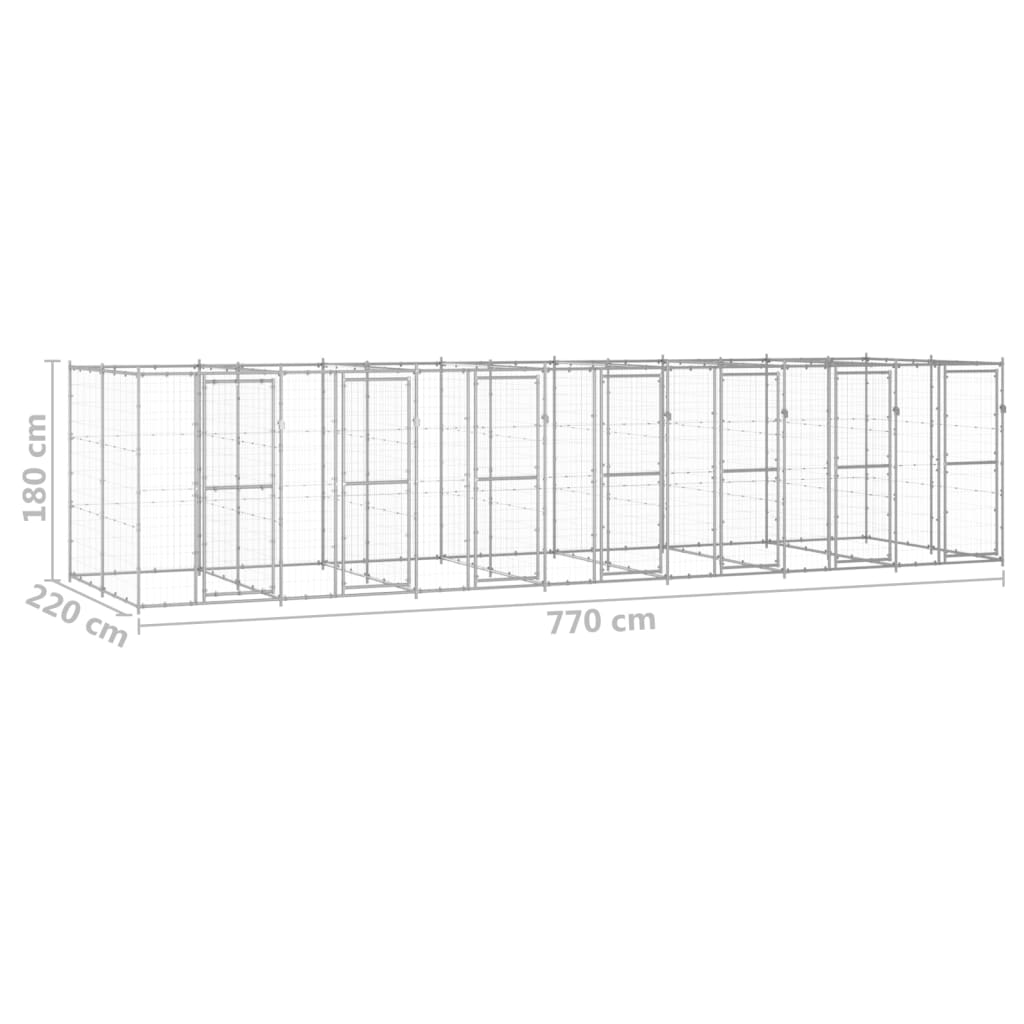 vidaXL Outdoor-Hundezwinger Verzinkter Stahl 16,94 m²