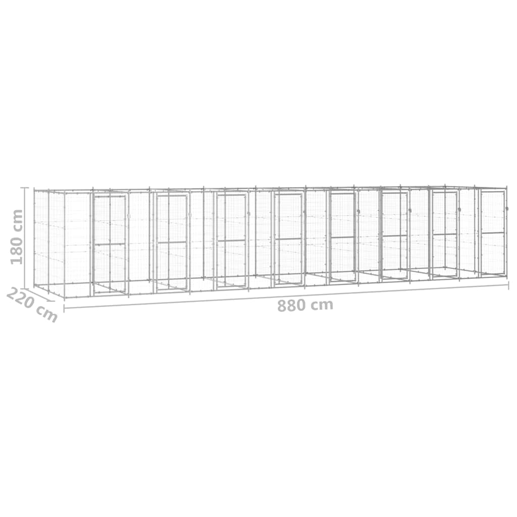 vidaXL Outdoor-Hundezwinger Verzinkter Stahl 19,36 m²
