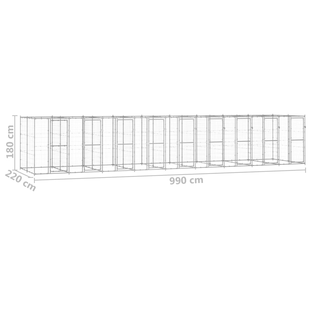 vidaXL Outdoor-Hundezwinger Verzinkter Stahl 21,78 m²