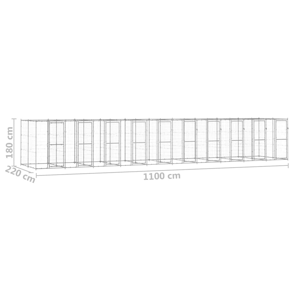 vidaXL Outdoor-Hundezwinger Verzinkter Stahl 24,2 m²