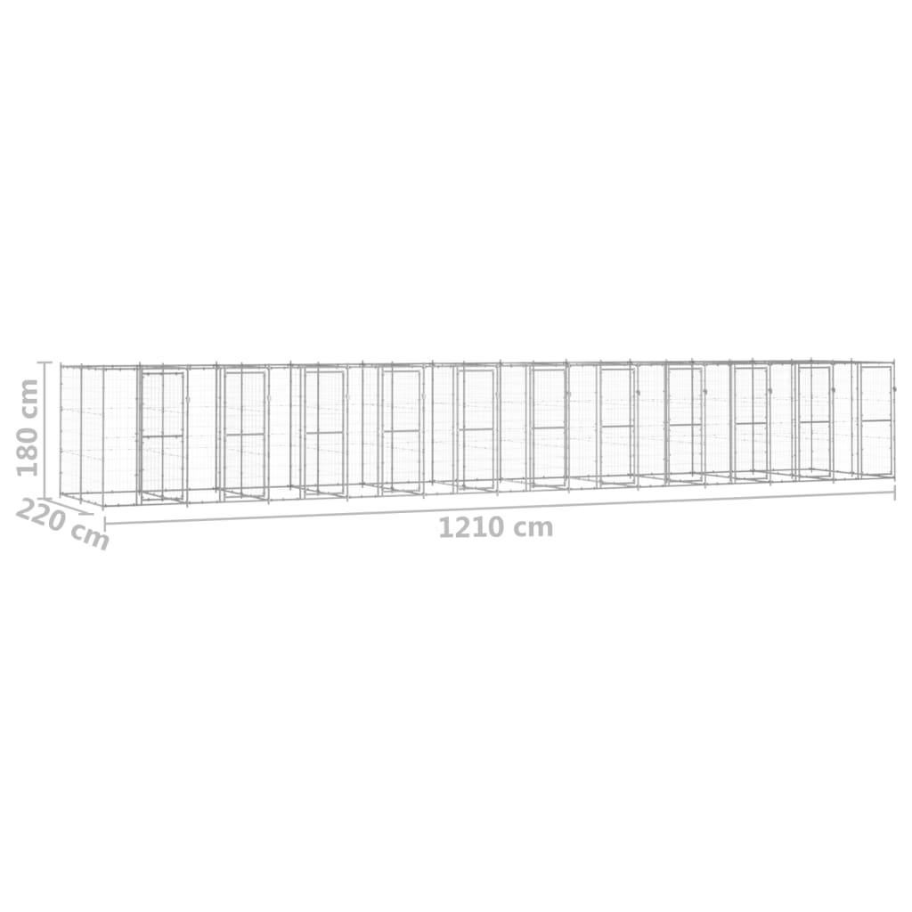 vidaXL Outdoor-Hundezwinger Verzinkter Stahl 26,62 m²