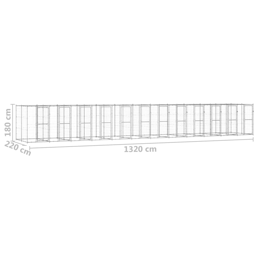 vidaXL Outdoor-Hundezwinger Verzinkter Stahl 29,04 m²